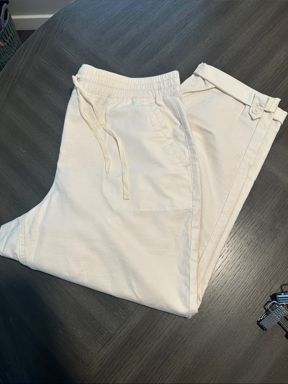 Talbots Women's Cropped Drawstring Ankle Pants in Cream